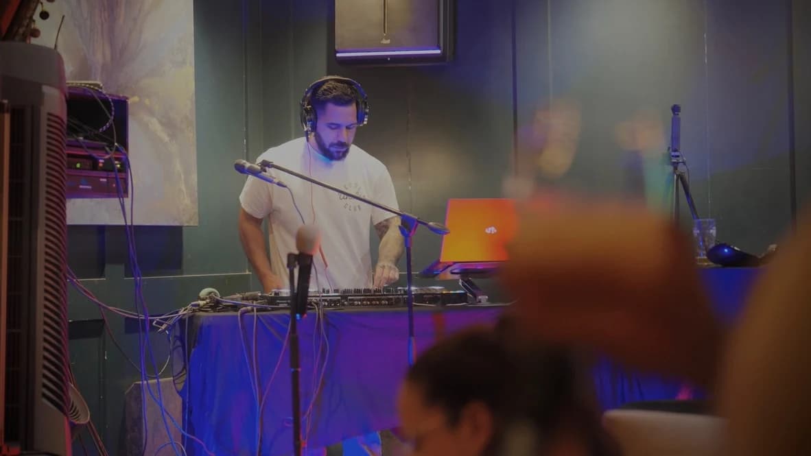 DJ performing before the comedy show
